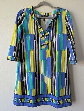 BCBGMAXAZRIA Spandex Stretch Mini Dress / Tunic Blue Neon Emerald Dress Size S